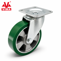 Roue pivotante VIMA 6 pouces 150 mm en PU et aluminium, capacité 600 kg, roue de transport industrielle universelle, chariot à roulettes, double roulement à billes