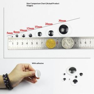 Autocollants pour yeux d'animaux en résine noire et blanche, adhésifs, pour enfants, accessoires de bricolage faits à la main, pour les 0-24 ans - Product Image 3