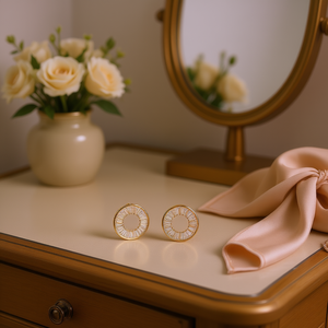 Pendientes de Oro E1488 con Cristales de Estrás, Diseño Geométrico, Joyería de Moda para Mujer, para Fiestas - Product Image 2