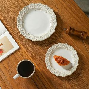 Rose Petal-Edge Ceramic Plate Elegant <b>Dessert</b> and Dinner Plate for Home or Restaurant Tableware Display - Product Image 3
