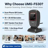 UIMG FS30 Scanner de codes-barres fiable 1D 2D mains libres USB, résistant aux chutes de 1,2 m, pour points de vente de tabac et d'alcool