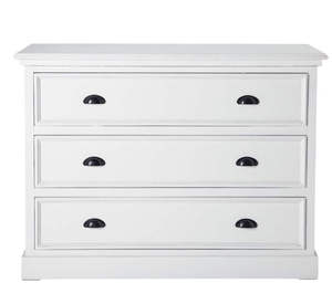 <span class=keywords><strong>Commode</strong></span> classique en bois blanc avec 3 grands tiroirs, coffre de rangement de style farmhouse pour chambre, entrée et chambre d'enfant - Product Image 6