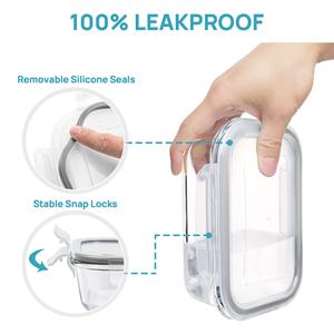 8 Pack Glass Food Storage Containers Meal Prep Airtight Bento <strong>Boxes</strong> with Leak Proof Locking Lids for Microwave Freezer BPA Free - Product Image 4