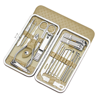 Kit d'outils de soin des ongles professionnel 19 pièces pour les soins personnels ensemble de pédicure manucure pour hommes et femmes avec étui de voyage luxueux
