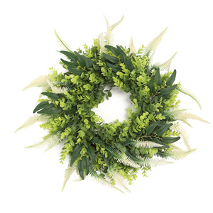 Ghirlanda Artificiale di Eucalipto e Felce Verde per Porta d'Ingresso, Arco Nuziale, Decorazione Murale, Casa e Giardino, Stile Rustico, Vendita all'Ingrosso - Product Image 1