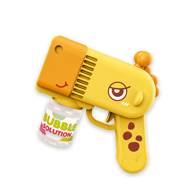 Outdoor Electric Summer Cute Animal Bubble Wand Giraffe Gun Yellow Toys for Kids