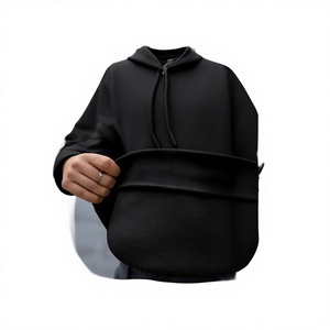 Sudadera con Capucha Negra para Hombre, Corte Regular, Color Sólido, Algodón French Terry, Informal, con Bolsillo Delantero, para Otoño, Beazer Sports, 300g, Estampado Puff - Product Image 6