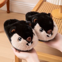 Nouvelle Arrivée - Chaussons Doux et Confortables en Peluche, Motif Écureuil Mignon, pour Intérieur et Extérieur, Chauds et Douillettes pour l'Hiver - Cadeau Idéal pour Femmes, Hommes et Couples