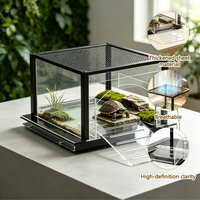 Terrarium en acrylique sur mesure avec dessus en maille transparente et respirante, pour tortues, avec rampe de basking, directement de l'usine