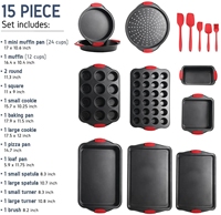 15 Stk Silikongriff Keine Haftung Beschichtung Pizza Ladung Plätzchen Muffin Backform Pfanne Bakeware-Set