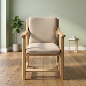 Chaise de salon moderne en bois, dossier solide, design ergonomique, style scandinave, mobilier pour la maison - Product Image 3