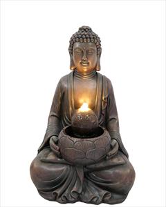 <span class=keywords><strong>Fontaine</strong></span> d'eau de jardin <span class=keywords><strong>Bouddha</strong></span> en résine avec éclairage LED <span class=keywords><strong>solaire</strong></span>, installation facile - Product Image 4