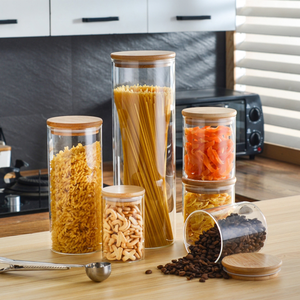 Lưu Trữ Nhà Bếp Jar Tùy Chỉnh Rõ Ràng Thực Phẩm Thủy Tinh Kẹo Thủy Tinh Lưu Trữ Lọ Với Kín Nắp Tre Kẹo Thủy Tinh Lưu Trữ Jar - Product Image 3