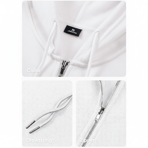 Sudaderas con capucha informales de algodón con cordón para hombre 2025, sudaderas con capucha con cremallera completa de lana, patrón sólido antiarrugas, anticontracción, serigrafía - Product Image 1
