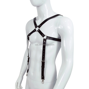SacKnove 50019 nouvelle tenue Sexy alternative bretelles soutien homme haut corps en cuir jarretelles <span class=keywords><strong>porte</strong></span>-jarretelles pour hommes harnais - Product Image 2