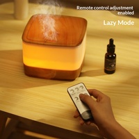 Diffuseur d'arômes ultrasonique en bois grainé de qualité supérieure, 800 ml, humidificateur d'air silencieux avec lumière LED de nuit à 7 couleurs pour la maison, la chambre à coucher