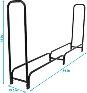 Outdoor 8 Feet Heavy Duty Firewood Rack Stand Fireplace Log Holder Firewood Log Storage Rack Bracket