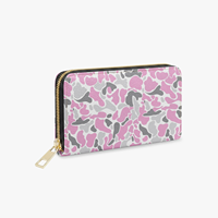 Portefeuille long zippé pour femme en similicuir, motif camouflage, accessoire de mode personnalisé, avec porte-cartes multi-niveaux et compartiment à billets