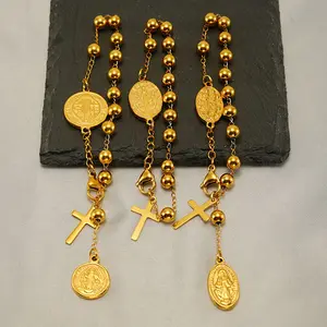 SC Stainless Steel New Religious Bracelet Fashion Jewelry Virgin Mary Pendant Cross Pulsera Bracelet for Women