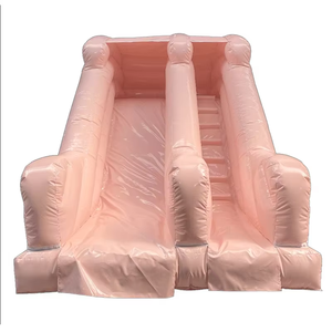 Toboganes inflables lisos de PVC comercial Tobogán acuático inflable Tobogán inflable rosa para exteriores con piscina pequeña para salpicaduras - Product Image 1