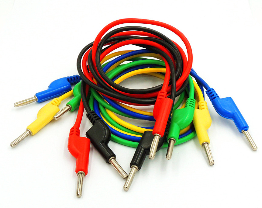 Двухсторонний Штабелируемый 4 мм штекер типа «банан», штекер, высоковольтный силиконовый провод, Тестовый Кабель для мультиметра, шнур м/м 1 м