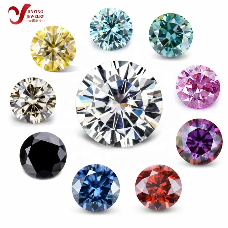 Jinying Factory Price Wholesale GRA certified Moissanite Diamond Pink Gray Blue Green Garnet Color VVS loose moissanite stones