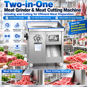 Broyeur et coupe-viande commercial 2 en 1, double moteur, fonctionnement simultané, 400 kg/h, machine de transformation de la viande en acier inoxydable - Product Image 6