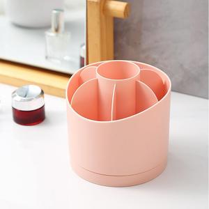 Porte-crayons rond en plastique de table, support de rangement rotatif portable pour pinceaux de maquillage et rouge à lèvres - Product Image 4