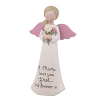 Offre Spéciale – Figurine Ange Mère en Résine ODM, Ailes Roses Peintes à la Main, Tenant une Fleur – Décoration d'Intérieur Inspirante et Cadeau de Bénédiction pour les Fêtes