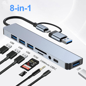 Hub multifonction 8 en 1 FY901 <span class=keywords><strong>vers</strong></span> carte <span class=keywords><strong>SD</strong></span> + TF, station d'extension <span class=keywords><strong>USB</strong></span> 3.0, hub d'extension <span class=keywords><strong>USB</strong></span> - Product Image 1