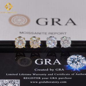 Bijoux en gros prêts à être expédiés, grandes boucles d'oreilles en pierre, argent sterling 925, moissanite VVS, 8,8 mm, boucles d'oreilles hip-hop, bijoux unisexes - Product Image 5