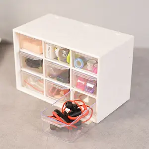 Home Office Desktop 9 Grids Makeup Jewelry Plastic Organizer Box Stackable Drawer Storage