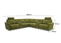 Canapé modulaire inclinable motorisé de designer avec console multifonctionnelle et appuie-têtes motorisés, sectionnel en tissu premium