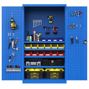 Armoire à outils modulaire industrielle moderne personnalisée <span class=keywords><strong>Garage</strong></span> bleu 4 pièces étagères réglables panneau perforé stockage d'outils lourds - Product Image 3