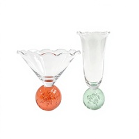 Ensemble de verres à cocktail Raymond Flower Rim, 2 pièces, verre transparent, pied à bulles, vaisselle de bar