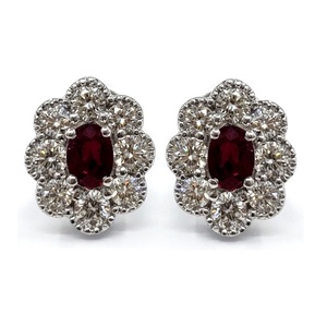 Forever Dianna Design 18k Solid White Gold Classic Natural Ruby Stud Earrings for Wedding Party Gift - Product Image 2