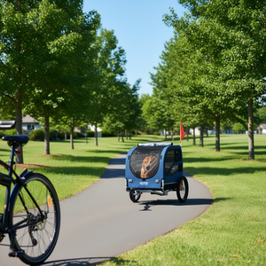 รถพ่วงจักรยานสำหรับสัตว์เลี้ยง Vevor รับน้ำหนักได้ 100 ปอนด์ แบบพับได้ ใช้ได้กับจักรยานทั่วไป สีฟ้า สำหรับขนส่งสัตว์เลี้ยงกลางแจ้ง พร้อมระบบปลดเร็ว - Product Image 2