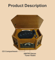 Lecteur de gramophone à l'ancienne avec cassette de CD SD USB sans fil BT disques vinyles rétro platine vinyle lp