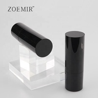 Tube vide noir brillant pour stick de blush, emballage de luxe pour stick de fond de teint, contenant rond en plastique pour stick correcteur crémeux