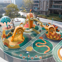 Equipo de Juegos Infantiles de Metal para Exteriores de Primera Calidad, Personalizado, con Tobogán Alto de Acero Inoxidable y Suelo de Gránulos para Parques Comunitarios