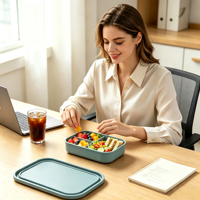 Nouveau modèle 2026, qualité alimentaire, personnalisable, silicone. Boîte à lunch portable en silicone pour enfants, conteneur à lunch, boîte à lunch.