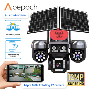 Cámara de Seguridad CCTV <span class=keywords><strong>2026</strong></span>, Nueva, con 4 Lentes, Energía Solar 4G, Visión Nocturna, Detección de Movimiento, Micrófono Integrado, Compatible con Tarjeta SD y Nube - Product Image 1