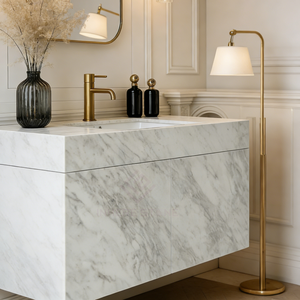 <span class=keywords><strong>Mobile</strong></span> <span class=keywords><strong>Bagno</strong></span> Freestanding Personalizzato in Marmo Bianco di Carrara per Progetti di Design d'Interni per Hotel - Product Image 3