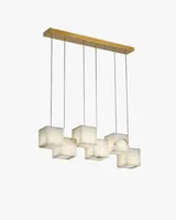 Yihao hôtel Restaurant maison Villa salle à manger lumière luxueux Multi carré cubique décalé albâtre pendentif lustre lumière