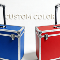Valise à roulettes en aluminium noir personnalisée avec poignée télescopique, roulettes pivotantes, verrous à clé et poche en filet, chariot de transport à roulettes