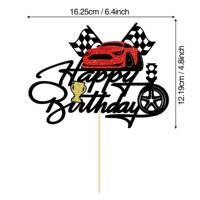 Décoration de gâteau 1 pièce pour premier anniversaire sur le thème de la voiture de course, drapeau à damier, pour enfants garçons et filles, fournitures de fête