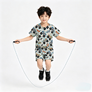 Vêtements pour garçons, vêtements pour enfants, ensemble sportif en fibre de bambou avec logo personnalisé, 2-13 ans, t-shirt et short décontractés d'été, doux et respirant - Product Image 6