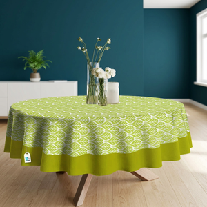 Premium 60 Inch <b>Round</b> Cotton <b>Tablecloth</b> Floral Printed Pattern Waterproof Oil Resistant <b>Table</b> Cover <b>for</b> Dining and Events - Product Image 2