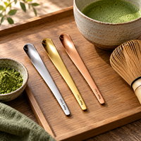 Cuillère à matcha en acier inoxydable avec logo personnalisé, 3 tailles, argent, or, or rose, cuillère doseuse pour la préparation de la cérémonie du thé