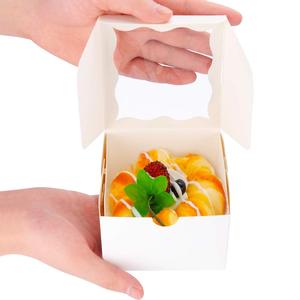 Bánh nhỏ hộp với Ribbon xử lý mạnh mẽ trắng Kraft Bìa cửa sổ Bánh Ngọt Bánh bao bì thực phẩm bánh cupcake hộp - Product Image 5